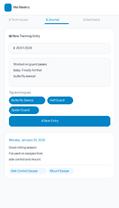 BJJ Training Journal