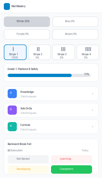 Track your BJJ progress by belt and stripe